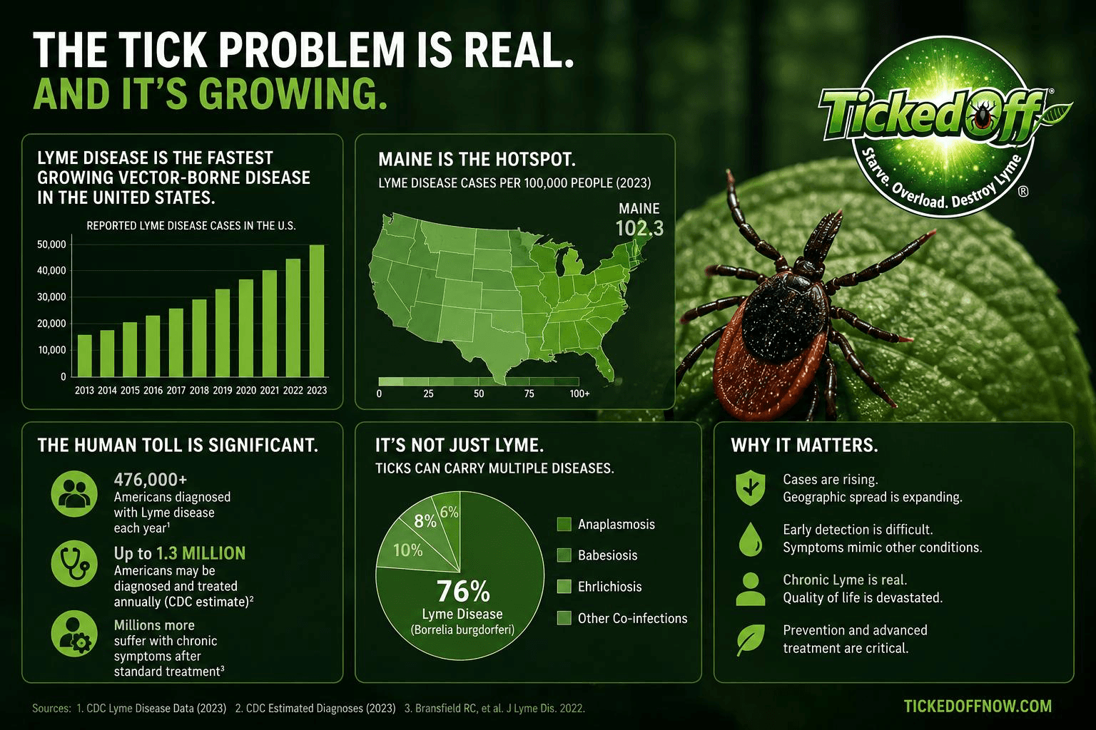 Illustration of the growing tickborne disease problem